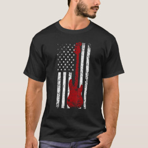 Guitar American Flag Music Player Electric Gui T-Shirt