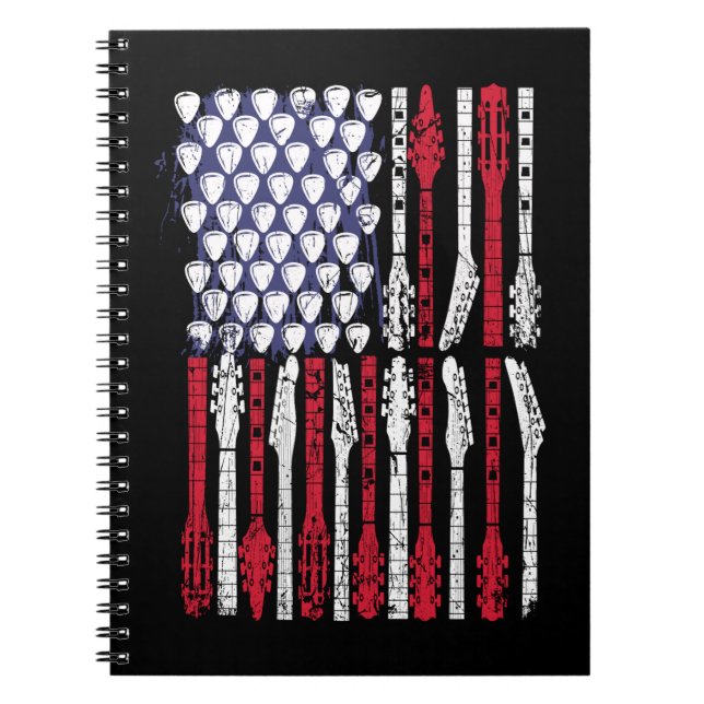 Guitar American Flag USA American Music Lover 4. Notizblock (Vorderseite)