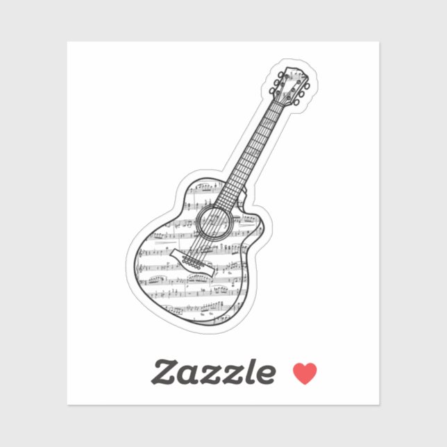Guitar and Music Notes Aufkleber (Blatt)