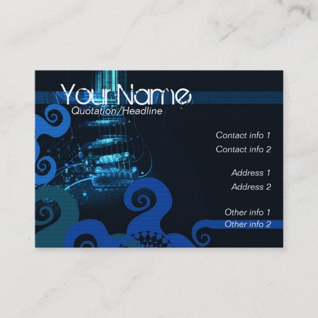 GUITAR ART BLUE BiG Business Card Vorlage Visitenkarte (Vorderseite)
