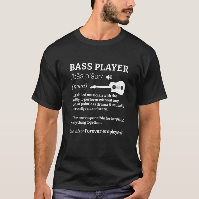 Guitar Bass Player Noul ein erfahrener Musiker mit T-Shirt (Vorderseite)