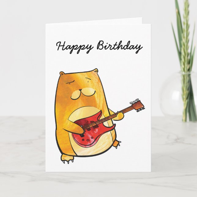 Guitar Bear Geburtstagskarte Karte (Vorderseite)
