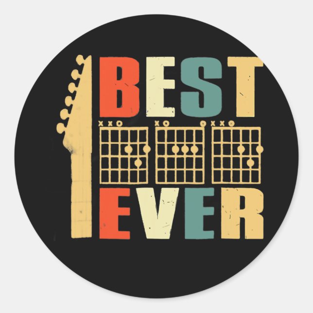 Guitar Best Dad Ever Chord Guitarist Father's Day Runder Aufkleber (Vorderseite)