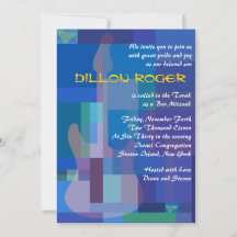 GUITAR BLUES Musical Bar Invitation Bat mitzvah