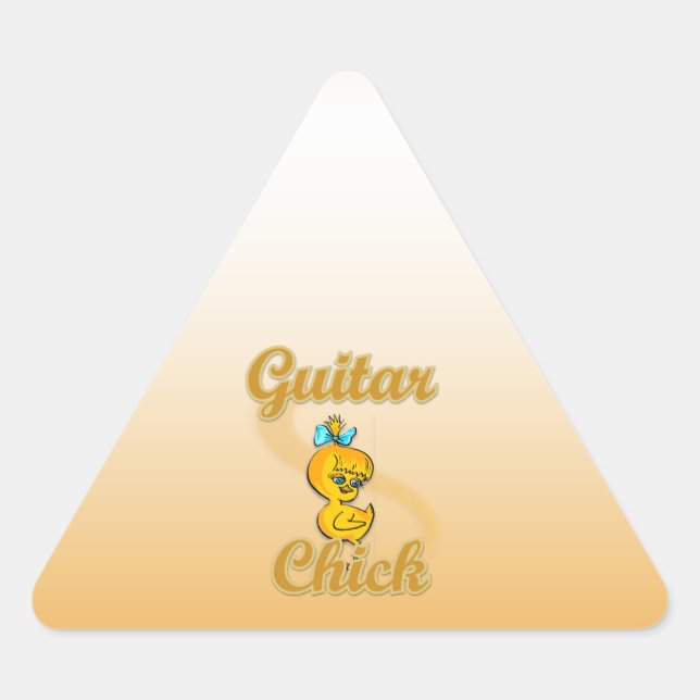Guitar Chick Dreieckiger Aufkleber (Vorderseite)