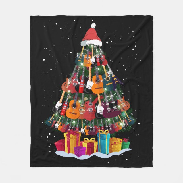 Guitar Christmas Tree Funny Fleecedecke (Vorderseite)