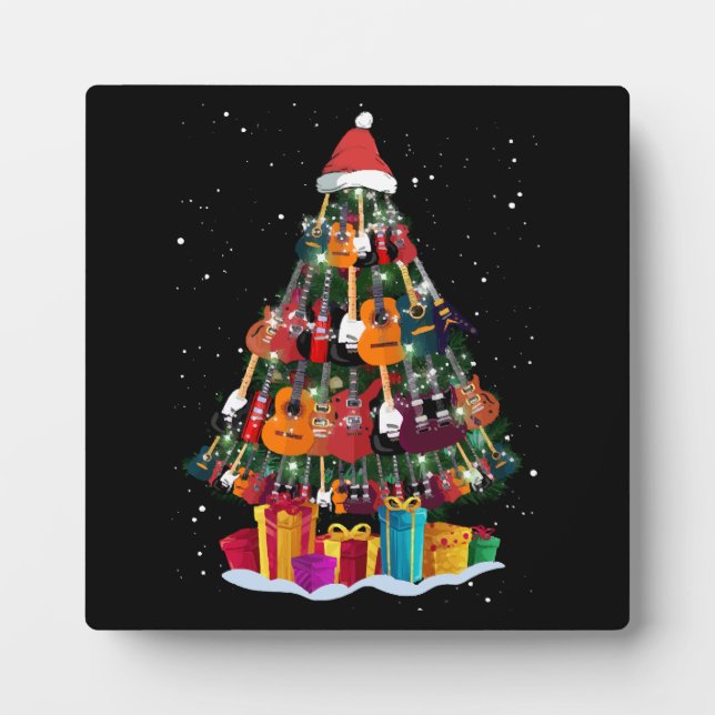 Guitar Christmas Tree Funny Fotoplatte (Vorderseite)
