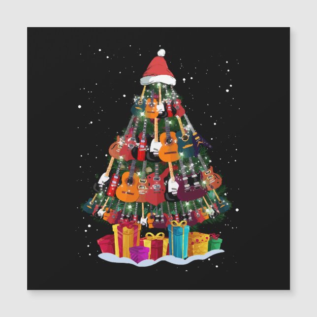 Guitar Christmas Tree Funny Magnetkarte (Vorderseite)