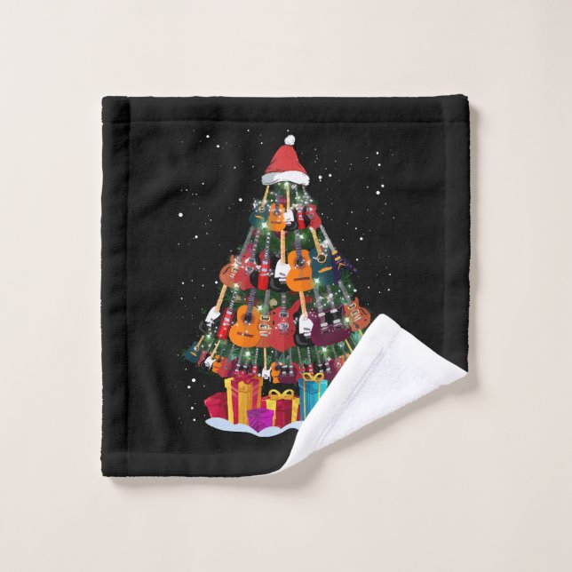 Guitar Christmas Tree Funny Waschlappen (Waschlappen)