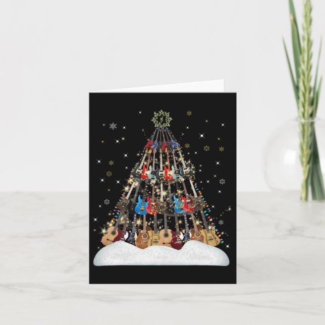 Guitar Christmas Tree Shirt Musician Xmas Geschenk Karte (Vorderseite)