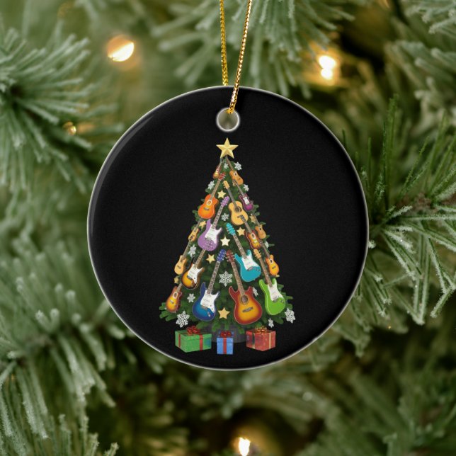 Guitar Christmas Tree Theater Musical Lover Merry  Keramik Ornament (Baum)