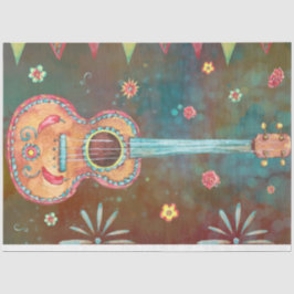 Guitar Decoupage Dia De Los Muertos Seidenpapier