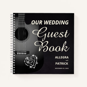 Guitar Diamond Heart Black Foto Wedding Guest Notizbuch