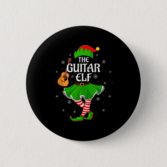 Guitar Elf Christmas Family Girls Women Elf Squad  Button (Vorderseite)