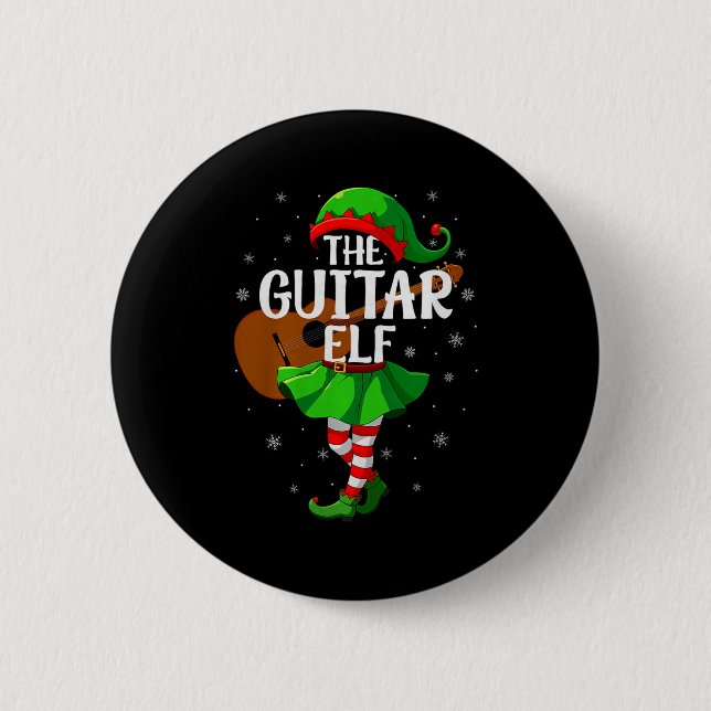 Guitar Elf Christmas Girls Women Elf Squad Xmas Fa Button (Vorderseite)