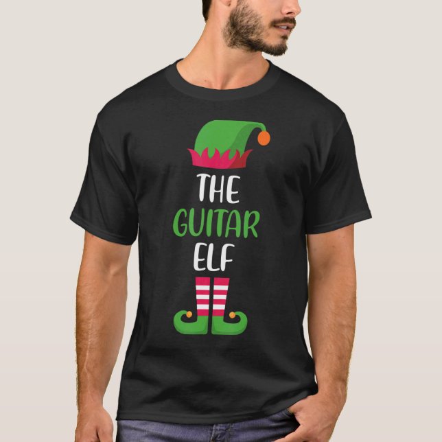Guitar Elf Family Matching Group Christmas Pajama T-Shirt (Vorderseite)
