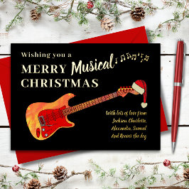 Guitar Frohe Weihnachten schwarz und Gold Folien Feiertagskarte