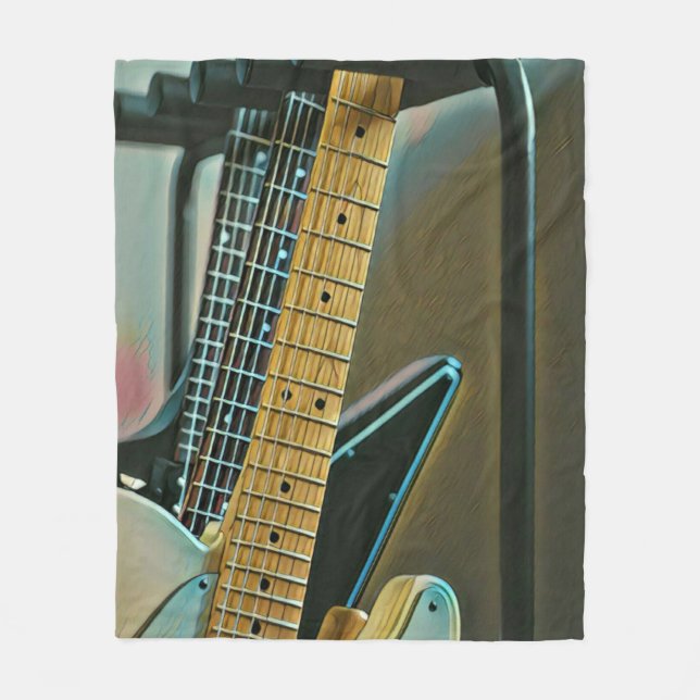 guitar gift for fathers day fleecedecke (Vorderseite)