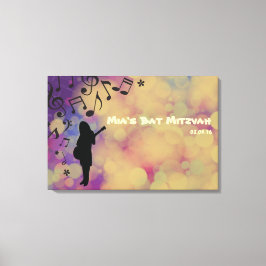 Guitar Girl Bat Mitzvah Sign-In Board Leinwanddruck