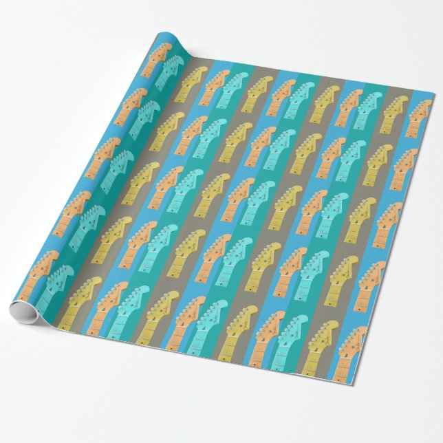 Guitar Girl Moderne pastellfarbene Musik Geschenkpapier (Ungerollt)