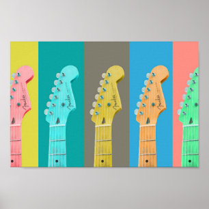 Guitar Girl Moderne pastellfarbene Musik Poster