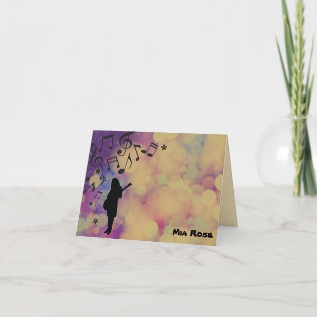 Guitar GirlBat Mitzvah Danke, Karte (Vorderseite)