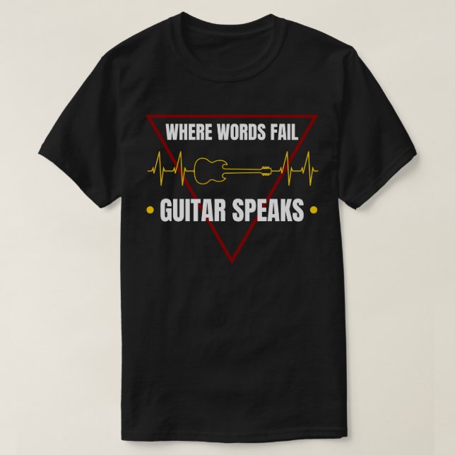 Guitar Heartbeat Line Gitarren Quotes T-Shirt (Design vorne)