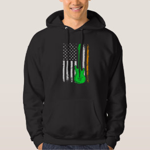 Guitar Irish American Flag St Patrick's Day Men W Hoodie