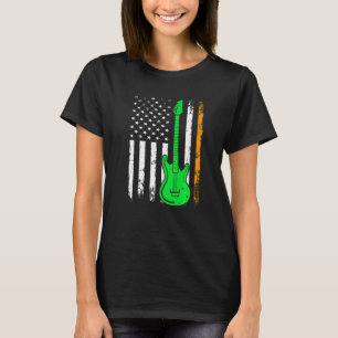 Guitar Irish American Flag St Patrick's Day Men W T-Shirt