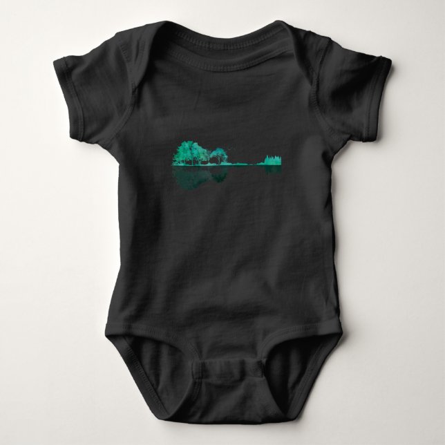Guitar Lake Shadow Landschaft Liebe Gitarre Baby Strampler (Vorderseite)