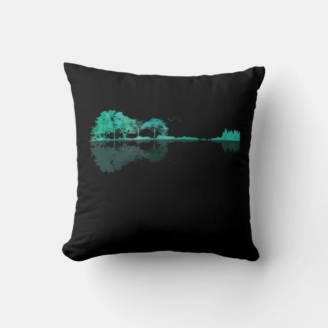 Guitar Lake Shadow Landschaft Liebe Gitarre Kissen (Vorderseite)
