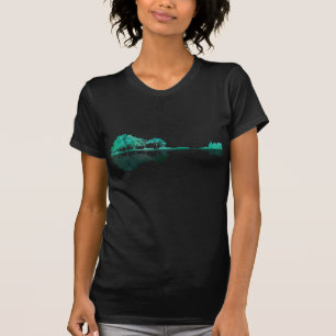 Guitar Lake Shadow Landschaft Liebe Gitarre T-Shirt