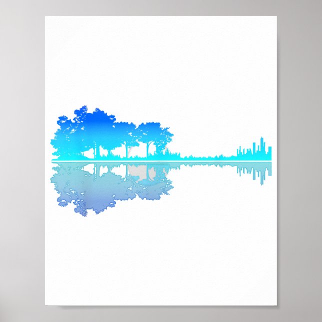 Guitar Lake Shadow Liebe Gitarrist Musiker Poster (Vorne)