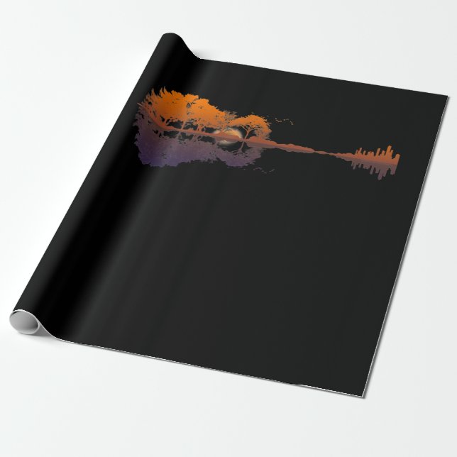 Guitar Lake Shadow Liebe Guitar Geschenk Musik Geschenkpapier (Ungerollt)