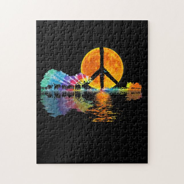 Guitar Lake Shadow Peace Liebe Guitar Hippie (Vertikal)