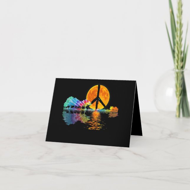 Guitar Lake Shadow Peace Liebe Guitar Hippie Dankeskarte (Vorderseite)