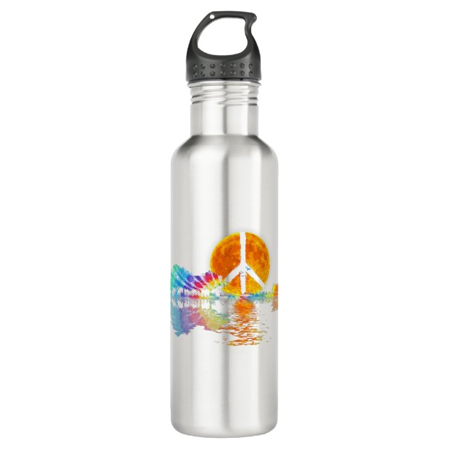 Guitar Lake Shadow Peace Liebe Guitar Hippie Edelstahlflasche (Vorderseite)