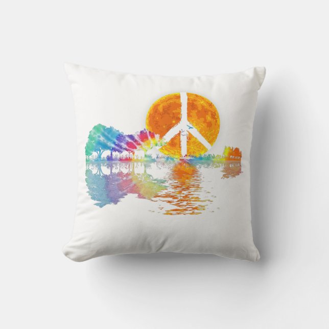 Guitar Lake Shadow Peace Liebe Guitar Hippie Kissen (Vorderseite)