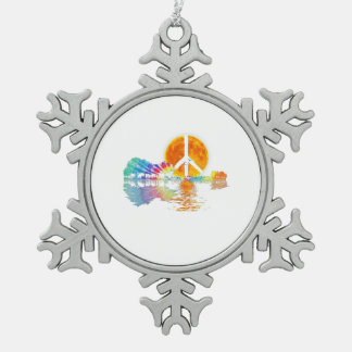 Guitar Lake Shadow Peace Liebe Guitar Hippie Schneeflocken Zinn-Ornament