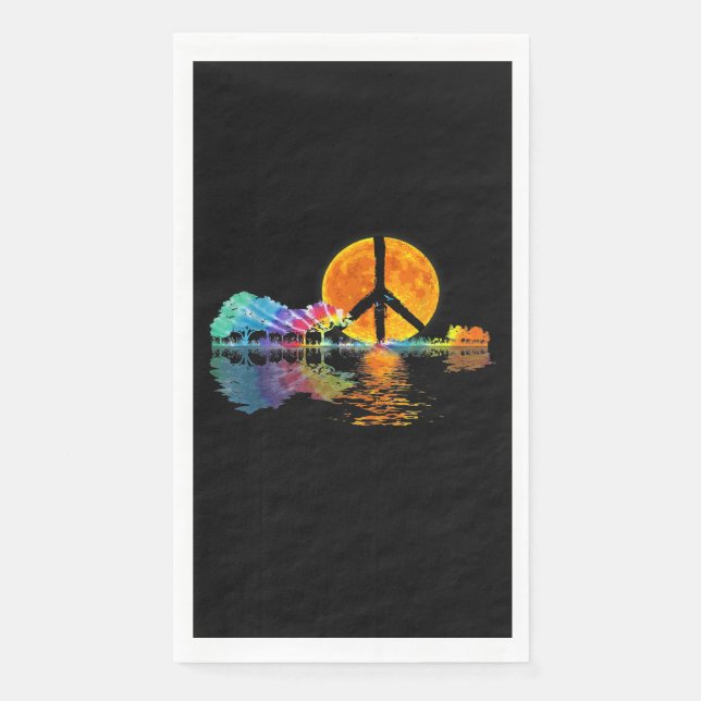 Guitar Lake Shadow Peace Liebe Guitar Hippie Serviette (Vorderseite)