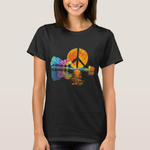 Guitar Lake Shadow Peace Liebe Guitar Hippie T-Shirt