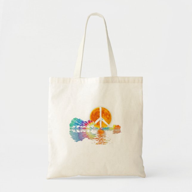 Guitar Lake Shadow Peace Liebe Guitar Hippie Tragetasche (Vorne)