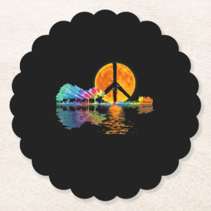 Guitar Lake Shadow Peace Liebe Guitar Hippie Untersetzer
