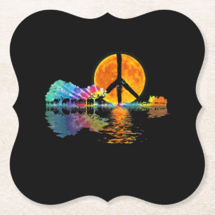 Guitar Lake Shadow Peace Liebe Guitar Hippie Untersetzer