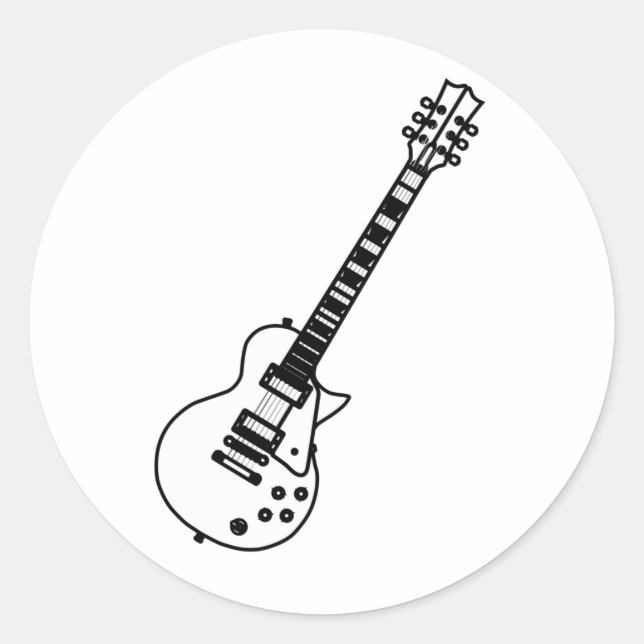 Guitar Line Drawing Runder Aufkleber (Vorderseite)