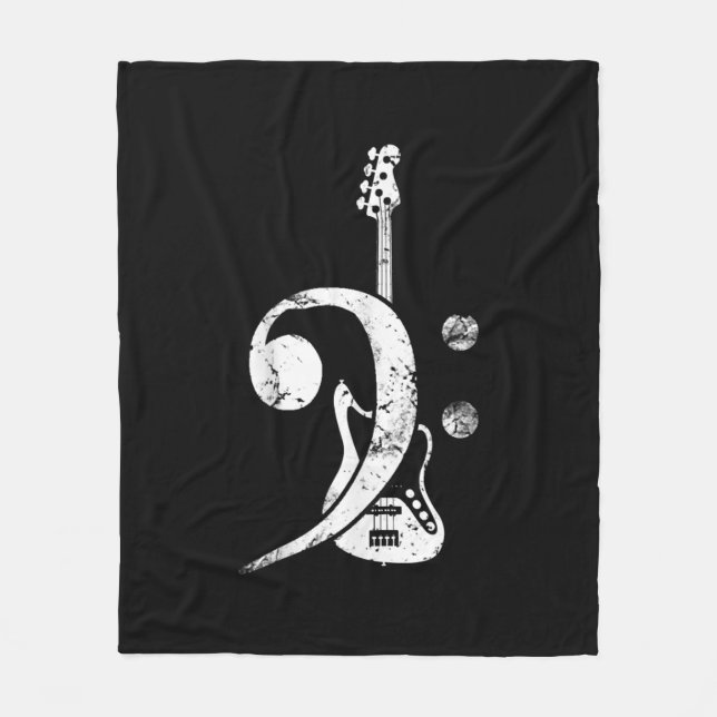 Guitar Lover | Bass Clef Bass Guitar Fleecedecke (Vorderseite)