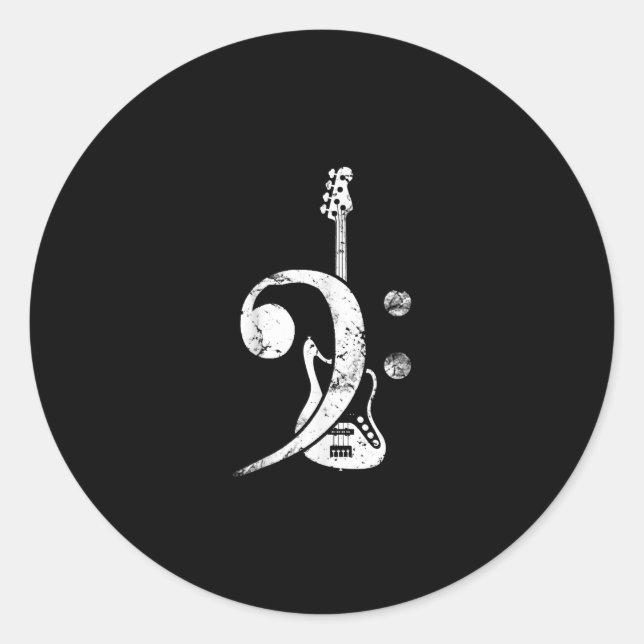 Guitar Lover | Bass Clef Bass Guitar Runder Aufkleber (Vorderseite)