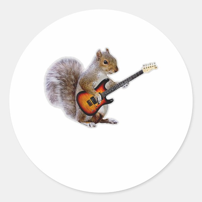 Guitar Lover | Eichhörnchen Gitarre spielen Runder Aufkleber (Vorderseite)