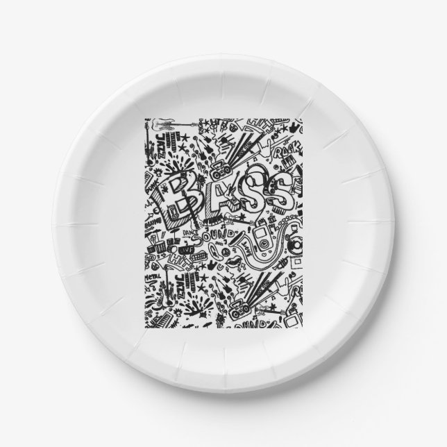 Guitar Lover | Gitarrenmuster - Geschenk Pappteller (Vorderseite)