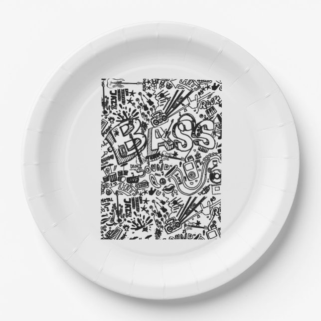 Guitar Lover | Gitarrenmuster - Geschenk Pappteller (Vorderseite)